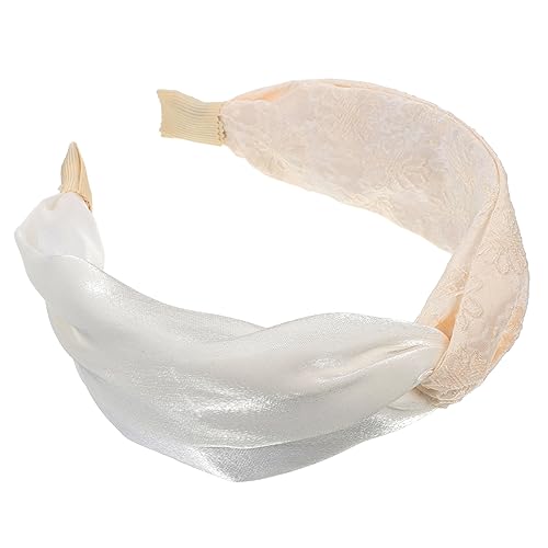 POPETPOP 2st Stirnband Mädchen Stirnbänder Frauen Kopfschmuck Knoten Haarband Geknotetes Bandana Kopfschmuck-ornament Perlenkopfschmuck Haargummis Weiß Haare Drücken H32 Dekorationen Stoff von POPETPOP