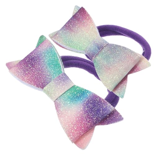 POPETPOP 2stücke Glitzer-haargummis Elastische Pferdeschwanzhalter Mit Schleife Haargummis Für Mädchen Und Junge Mädchen von POPETPOP