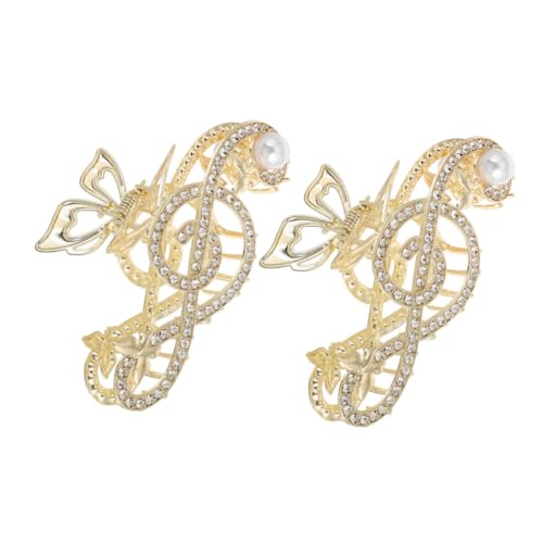 POPETPOP 2stücke Große Haarspangen Mit Strass Und Perlen Im Musiknoten-design Für Mädchen Rutschfeste Haarklammer Für Lange Accessoires Für Hochzeiten Feiern Und Alltag von POPETPOP