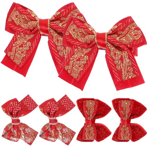 POPETPOP 3 Paare Schleife Haarnadel Haarschleife Für Mädchen Bowknot-haarspange Traditionelle Chinesische Haarspangen Haarschmuck Für Mädchen Haarklammer Weihnachten Kleine Stoff von POPETPOP