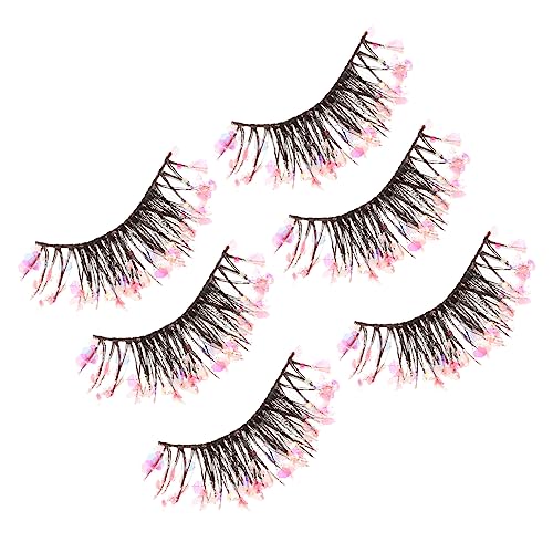 POPETPOP 3 Paare Nachtleuchtende Falsche Wimpern mit Glitzer Dichte Kurze Kunstwimpern für Make Up Leicht Komfortabel Wiederverwendbar für Frauen und Mädchen bei Partys und Alltag von POPETPOP