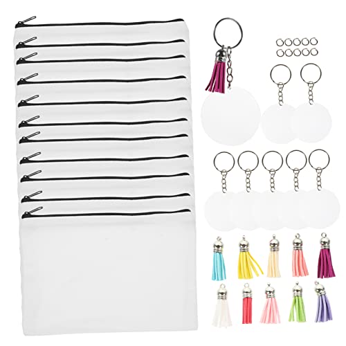 POPETPOP 3 Sätze Federmäppchen-Set Aus Leinen Make-up-Kosmetik-Organizer-Koffer Make-up-Tasche Make-up-bürstentasche Zum Aufbügeln DIY Wärmeübertragung Leinentasche Reisen Acryl Einfach von POPETPOP