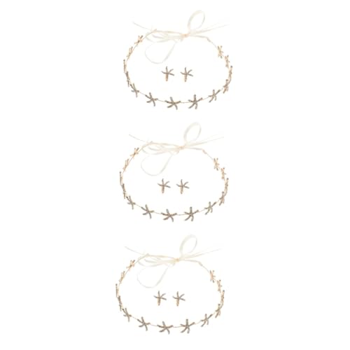 POPETPOP 3 Sets Seestern-Stirnband Haargummis Für Damen Dekoratives Stern-Stirnband Strass-Haarreifen Haarspangen Für Damen Ohrringe Für Damen Trendige Strasssteine Bohemia-Perlen von POPETPOP