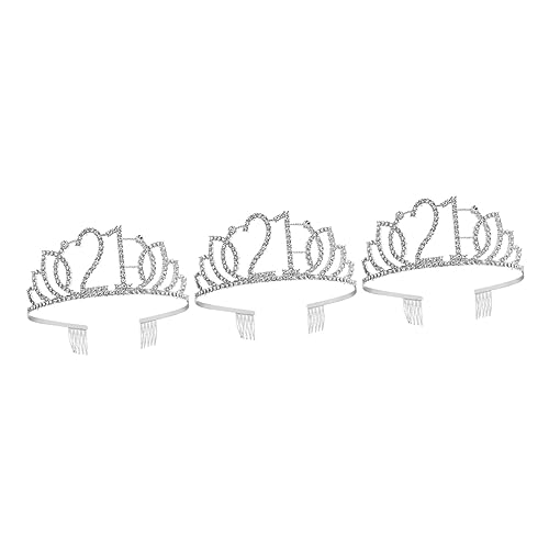 POPETPOP 3st Prinzessin Geburtstag Stirnband Zum 21. Geburtstag Tiara Zum 21. Geburtstag Prinzessin Stirnband Schmuck Zum 21. Geburtstag 21. Hochzeit Begünstigt Strass Fräulein Anzahl von POPETPOP