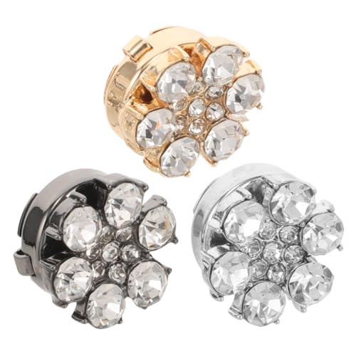 POPETPOP 3 Stück Blumen Manschettenknöpfe mit Strassverziertem Vintage Design Elegantes Schmuck Accessoire für Hemden und Blusen Unisex Geschenkbox in Silber Gold und Gunmetal von POPETPOP
