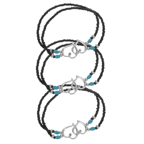 POPETPOP 3stücke Fußkettchen Aus Kunststoff Für Damen Verstellbar Mit Doppelkette Und Perlen Strand-fußschmuck Dekorativer Fußkettchenriemen Für Sommer von POPETPOP