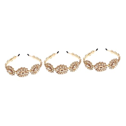 POPETPOP 3st Diamant-blumen-stirnband Hochzeitshaarschmuck Für Frauen Goldene Haaraccessoires Stirnband Für Mädchen Kristalldekor Braut Stirnband Braut Haarband Zubehör Damen Metall Anmut von POPETPOP