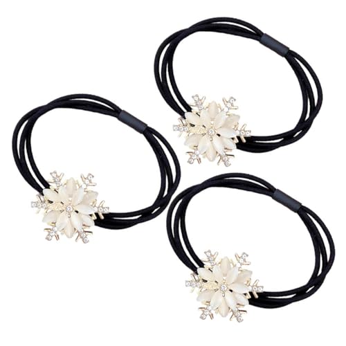POPETPOP 3 Stück Elastische Haargummis mit Funkelnden Strass Schneeflocken Dehnbar und Schonend Modische Haarschleifen für Mädchen und Damen Vielseitiger Haarschmuck zu Weihnachten von POPETPOP