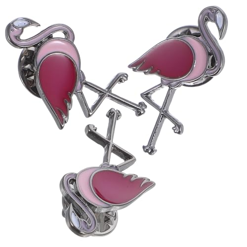 POPETPOP 3 Stück Flamingo Broschen Teilig Emaille Anstecknadeln aus Legierung Dekorative Vintage Kragennadeln für Kleidung Hüte Pullover für Freundin Geburtstag Tierbroschen von POPETPOP