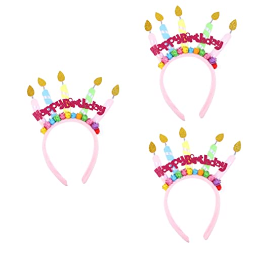 POPETPOP 3St Geburtstag Stirnband Gefälligkeiten für Geburtstagsfeiern Abschlussballdekorationen Tiara haarschmuck Party-Stirnband Haarband aus Stoff Mädchen Kopfbedeckung bilden Kerze Kind von POPETPOP