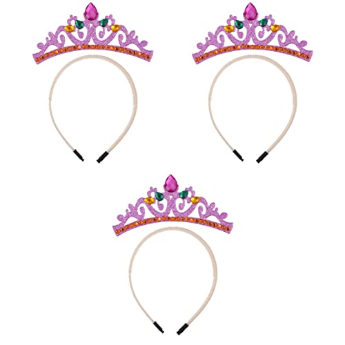 POPETPOP 3st Geburtstagskrone Stirnband Hochzeitsschmuck Goldene Haaraccessoires Kostüm Geschenke Stirnbänder Krone Haarschmuck Haarband Aus Strass Kleid Eltern-kind Vlies Violett Mädchen von POPETPOP