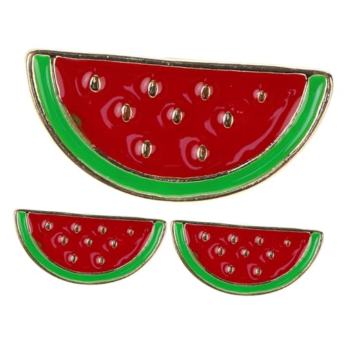 POPETPOP 3 Stück Niedliche Wassermelonen Broschen aus Metall Cartoon Anstecknadeln für Kleidung Sweater Clips für Cardigans Verspielte Frucht Pins als Modische Accessoires von POPETPOP