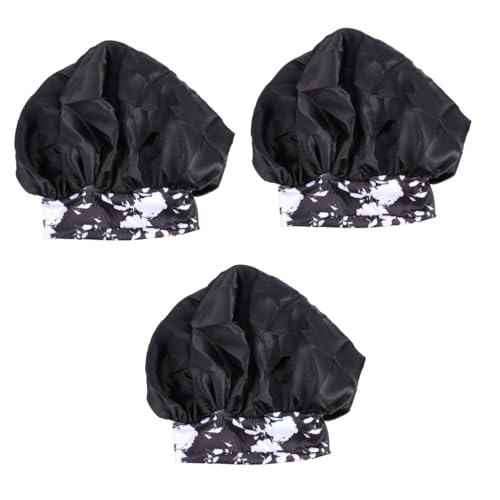 POPETPOP 3St Duschhaube aus Satin Bandana für Frauen schwarze Damenmütze Seidenmütze Duschhauben Haarbänder Schlafmütze Badekappe Böhmen Haarring Haarmaske Stirnband Fräulein Hut Polyester von POPETPOP