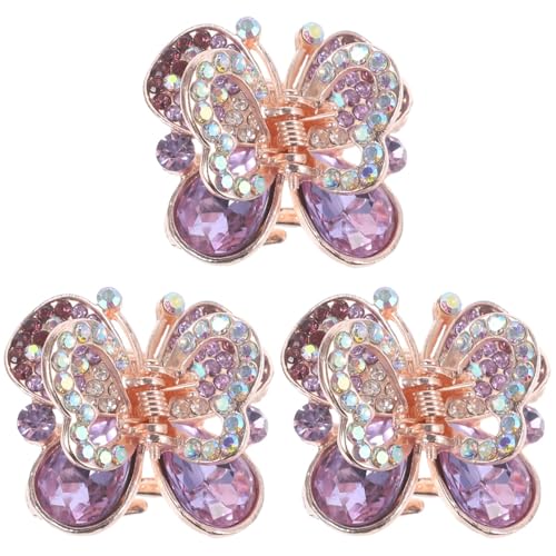 POPETPOP 3 Stück Schmetterling Strass Clip Dicke Haarspangen Haarspangen für Frauen Haarschmuck für Frauen Krallenclips für Haar Keine Biegung Haarspangen Haarspangen Schmetterling Klaue Clips Metall von POPETPOP