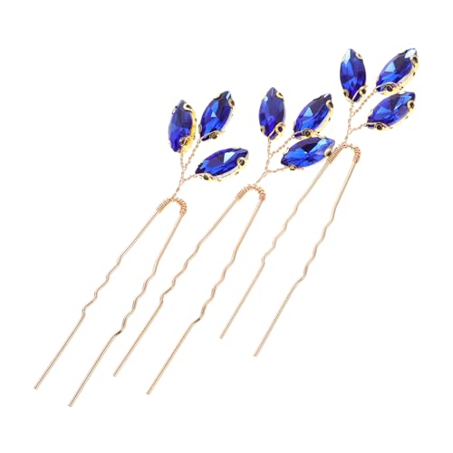 POPETPOP 3 Stück Strass Tiara Pferdeschwanz Brautjungfern Haarzubehör U Form Haarnadel Hochzeit Dekorative Haarnadeln Brauthaar Braut- Styling Abschlussball Strasssteine Blau von POPETPOP