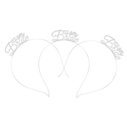 POPETPOP 3 Stück Teiliges Haarschmuck Silberner Metall Haarreif für Single Party mit Rutschfester Haarklammer für Junggesellinnenabschied Team Bride und von POPETPOP