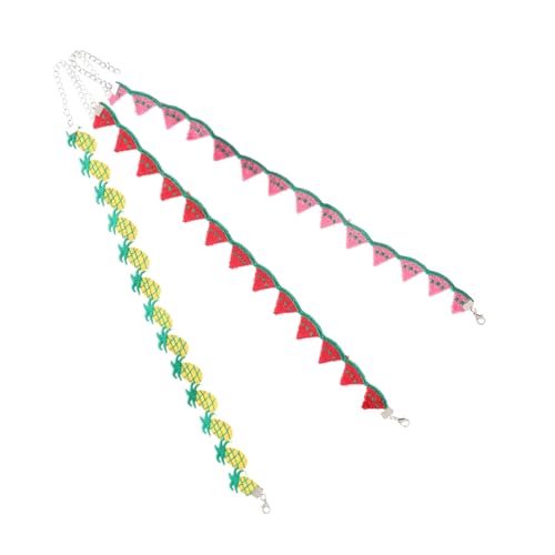 POPETPOP 3 Stück Teiliges Obst Halskette mit Verspielten Fruchtanhängern Leichte Vielseitige Ketten in Bunter Farbvielfalt Clavicle Chain für Damen und Mädchen Sommerlicher Boho Choker von POPETPOP