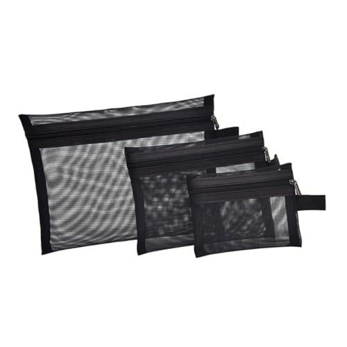 POPETPOP 3 Stück Teiliges Transparentes Mesh kosmetiktaschen Tragbar Multifunktional Hoher Fassungsvermögen Leichte Reise kulturbeutel für Make up Toilettenartikel Organizer für Damen von POPETPOP