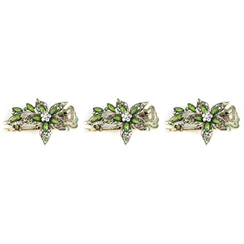 POPETPOP 3st Blumenkristall-haarspangen Haarklammer Haarspange Diamant-haarspangen Haarschmuck Mit Blumen Grüne Haarspangen Vintage-haarspangen Strasssteine Fräulein Mädchen von POPETPOP