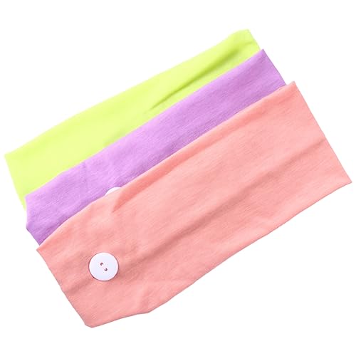 POPETPOP 3 Stück laufendes Haarband Stirnband mit Taste Sportstirnband Farbenfrohes Stirnband von POPETPOP