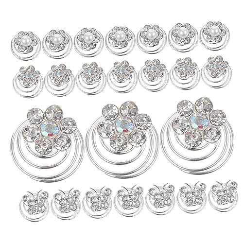 POPETPOP 36 1 Haar-edelstein-stempel Haar Blender Spiralhaarplatten Spiralhaarstifte Rhinestone Haarklammern Mini- Strass- Haarspangen Blumenhaar Haarschmuck Sterben Braut Die Blumen von POPETPOP