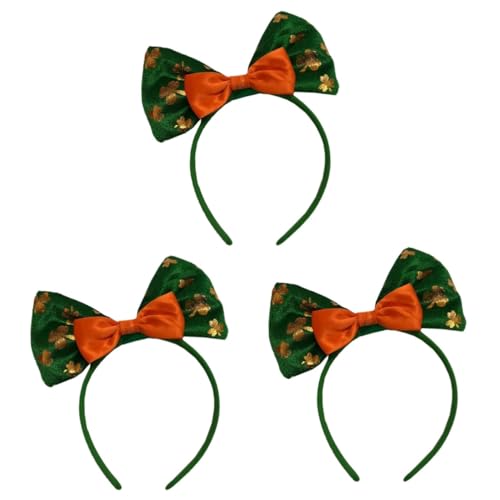 POPETPOP 3St Klee Stirnband Haarbänder für Mädchen Patrick Stirnband haarschmuck Tiara st. Patrick's Day Stirnband Partyzubehör großer Bogen schmücken Dekorationen Kopfbedeckung Fräulein von POPETPOP