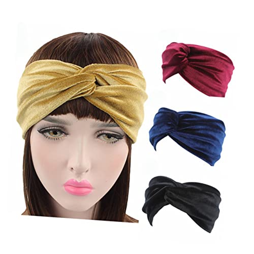 POPETPOP 3St vorgebunden Bandanas für Frauen Haarstirnbänder Haarbänder Damen Schal verstellbare Stirnbänder Haarband dehnen Elastizität Stirnband Geschenk Kopfbedeckung Fräulein Kreuzkopf von POPETPOP