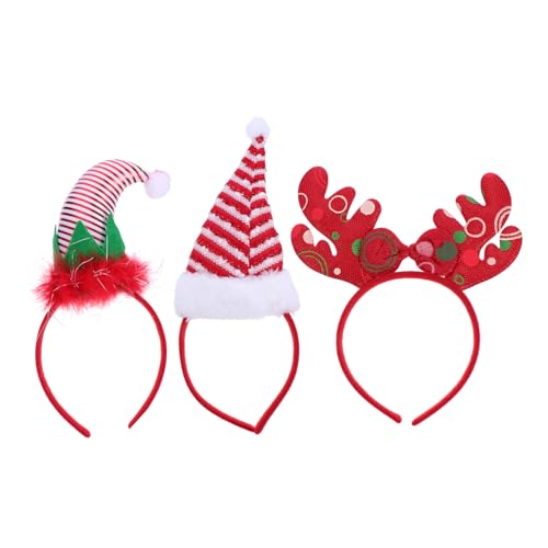 POPETPOP 3St Weihnachtsmütze Stirnband Rentiergeweih Stirnband Weihnachtshaarband kinder haarschmuck weihnachts haarschmuck Weihnachtsmützen Hüte Weihnachts-Haarschmuck Haarband aus Geweih von POPETPOP