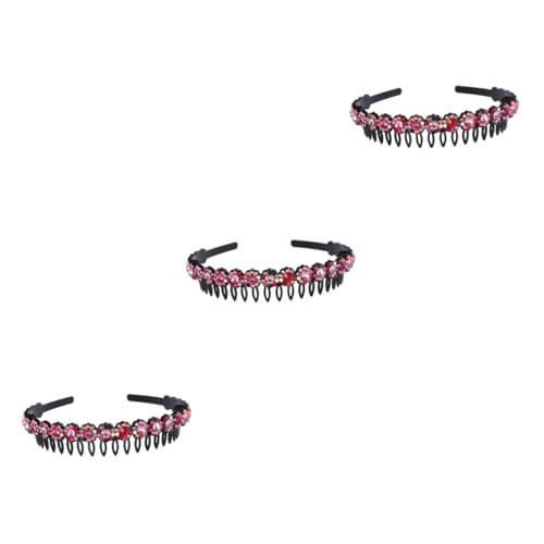 POPETPOP 3st Anti-rutsch-stirnband Anti-rutsch-kopfschmuck Gezahntes Stirnband Tiara Für Mädchen Make-up-stirnbänder Für Frauen Hochzeit Stirnband Pinkes Haar Plastik Einstellen Diamant von POPETPOP