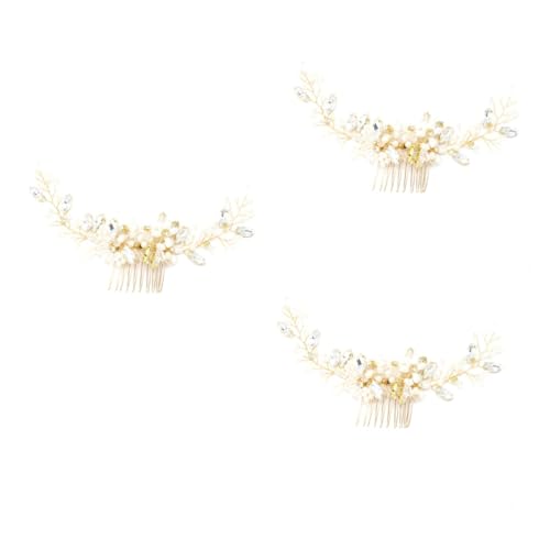 POPETPOP 3stücke Goldener Haarkamm Mit Kristallen Und Perlen Handgemachter Brautschmuck Für Hochzeiten Haarkamm Und Kopfschmuck Für Damen Und Mädchen Für Besondere Anlässe Und von POPETPOP