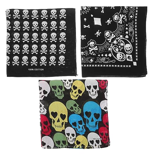 POPETPOP 3stücke Skull Bandana Multifunktionales Kopftuch Für Damen Und Herren Atmungsaktives Design Zum Laufen Radfahren Halloween Für Streetwear von POPETPOP