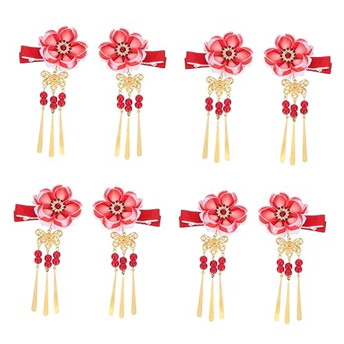 POPETPOP 4 Paare Haarnadel Japanische Retro-haarspange Geisha-haarschmuck Kimono Quaste Haarspange Japanische Kimono-haarspangen China Pflaume Bossom Kind Bettwäsche Aus Baumwolle von POPETPOP