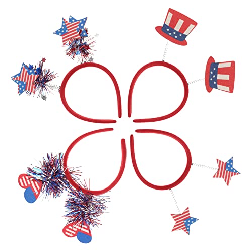 POPETPOP 4 STÜCKE Teiliges Independence Day Party Haarreif aus Strapazierfähigem und Modischer Kopfschmuck mit Stern Herz und Flaggenmotiven Komfortabel für Festivals und Feiern von POPETPOP