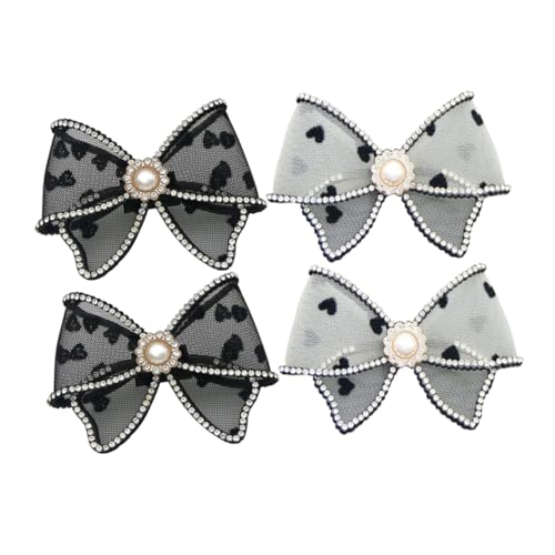 POPETPOP 4 Stück Abnehmbare Schuhclips mit Strass Schleifen Teiliges Damen Schuhschmuck Charms für Pumps und High Heels Stilvolle Accessoires für Festliche Anlässe und von POPETPOP