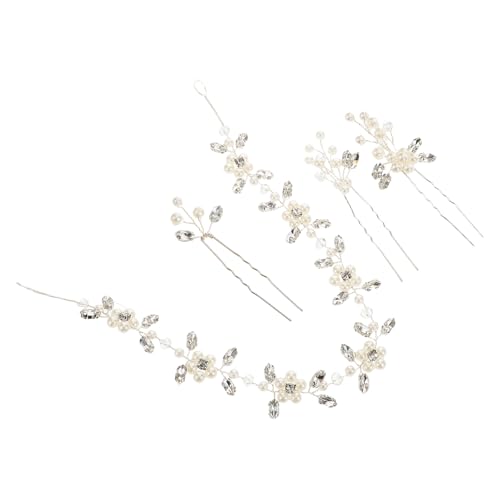 POPETPOP 4 Stück Brautschmuck Teiliges Set Silber mit Perlen und Strass Haarnadeln Eleganter Haarschmuck Hochzeit für Braut und Brautjungfern Vielseitig für Besondere Anlässe und Partys von POPETPOP