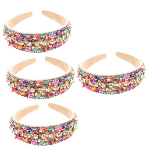 POPETPOP 4 Stück Diamant-stirnband Perlenstirnband Modische Stirnbänder Dekorative Haargummis Bling Haarschmuck Strass-stirnband Für Mädchen Breites Stirnband Liner Strasssteine Wild Damen von POPETPOP