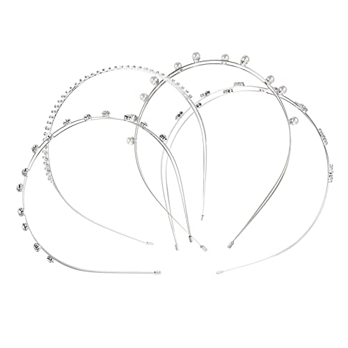 POPETPOP 4 Stück Stirnband für Doppelablaufbohrer Haarband Haarschmuck für die Brautjungfer Tiara hochzeitsdeko frauen stirnbänder Mädchen Strass Stirnband Süss schmücken Ausgabekarte Damen von POPETPOP