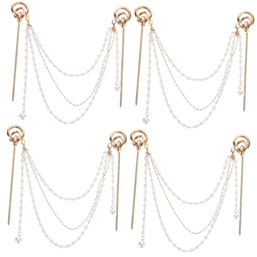 POPETPOP 4stücke Retro Double Chain Hairpin Mit Quasten Für Damen Und Mädchen Praktische Haarnadel Für Elegante Frisuren Für Hochzeiten Und Besondere Anlässe von POPETPOP