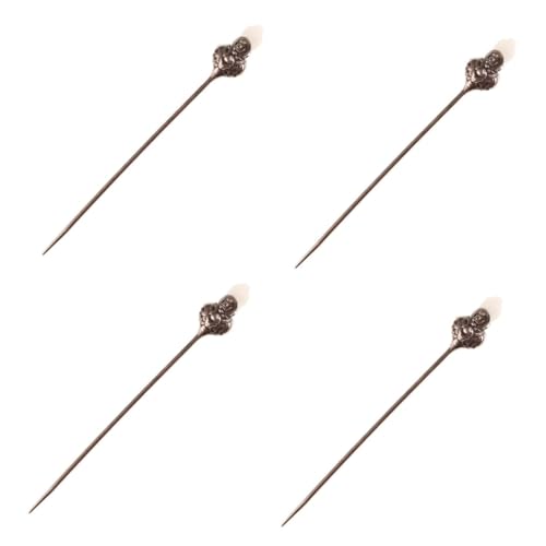 POPETPOP 4 Stück Haarnadel Haarknoten-Stick Haarstäbchen aus Metall Haarklammer Essstäbchen aus Metall Frauenhaarstock Haargabel für Mädchen Hochzeit Haarschmuck Magnolie Brötchen Fräulein von POPETPOP