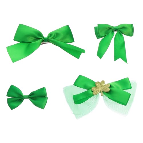 POPETPOP 4 Stück Haarnadeln Zum Irischen Tag St. Patricks Haarschleife Mit Schwänzen Haarspangen Aus Weihnachtsbändern Patrick's Day Schleifenclip Weihnachtsdeko Partybedarf Mädchen Kind von POPETPOP