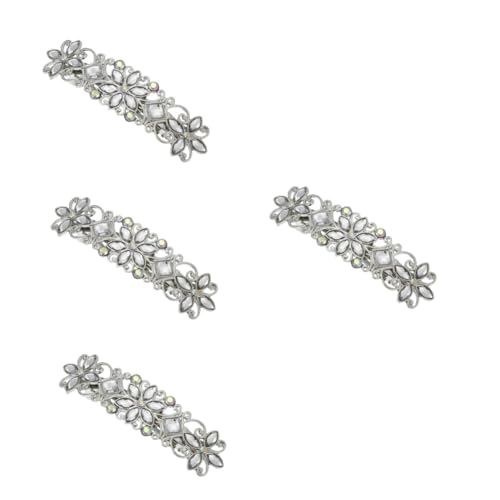 POPETPOP 4 Stück Haarspange mit Strass Haarschmuck aus Strass Weiße Haarspange elegant Haarspangen Haarnadel Haarklammer Kopfschmuck für Mädchen Strass-Blumen-Haarspange Hochzeit Frankreich von POPETPOP