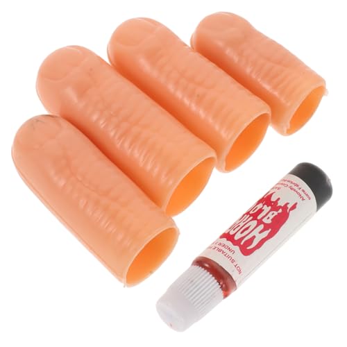 POPETPOP 4 Stück Halloween Cosplay Fake Blood Teilig Realistische Blutrequisiten mit Falschen Fingern Wiederverwendbar Vielseitig für Halloween Deko Bühnenauftritte und Horror Cosplay von POPETPOP