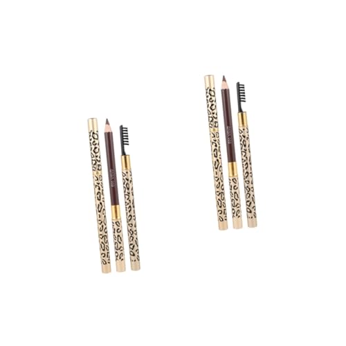 POPETPOP 4stücke Leopard Muster Augenbrauenstift Mit Pinsel Professioneller Langlebiger Augenbrauen-make-up-stift Hellem Kaffee Doppelköpfiges Design Für Einfaches Auftragen Und von POPETPOP
