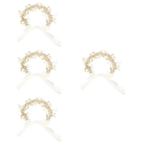 POPETPOP 4 Stück Perle Und Diamant-stirnband Perlen-strass-stirnband Kinderhaarschmuck Für Mädchen Blumenmädchen-kopfschmuck Mädchen Schmuck Braut Strasssteine Hochzeit Schmücken von POPETPOP