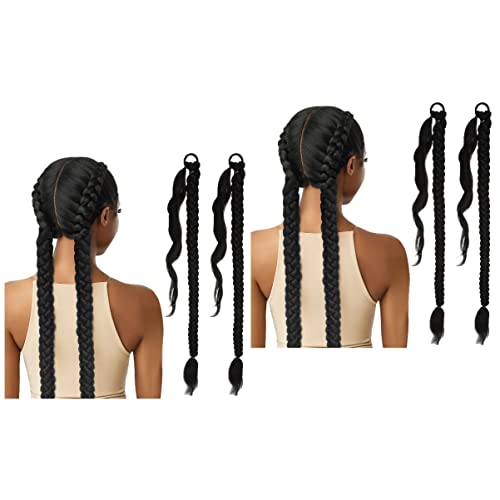 POPETPOP 4 Stück Pferdeschwanz Zöpfe Zopfperücken Haarbänder schwarze Perücke Frauen-Accessoire geflochtene Haarverlängerungsperücke verlängern Stirnband Zubehör Haarteil Fräulein von POPETPOP