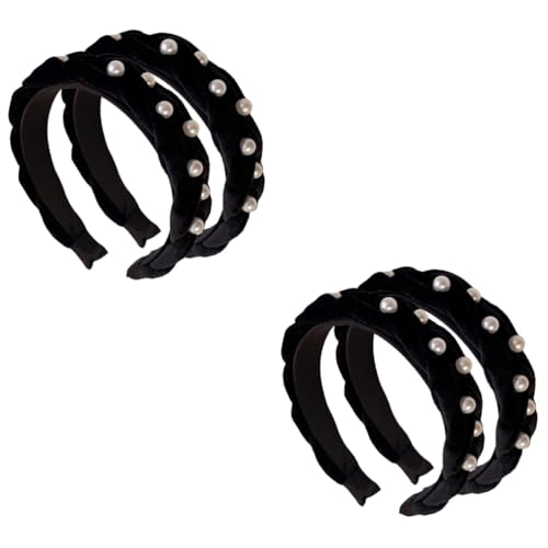 POPETPOP 4 Stück Stirnband Aus Perlensamt Modische Stirnbänder Schwarze Stirnbänder Kopfbedeckung Für Damen Stirnbänder Für Mädchen Schwarzes Stirnband Fräulein Mode Gepolstert von POPETPOP