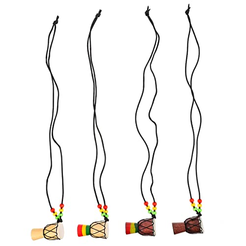 POPETPOP 4 Stück Teiliges Afrikanische Trommel Halskette Anhänger Kreativ Handgefertigt Hängend Modeschmuck Für Damen Herren Party Tanz Accessoire von POPETPOP