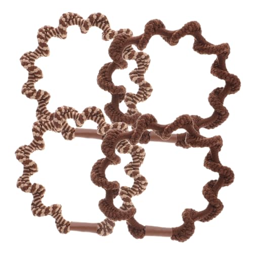 POPETPOP 4 Stück Teiliges Geflochtene Haargummis Braun Kaffeefarben Elastische Boho Haarbänder mit Gedrehtem Design Langlebige Haarschleifen für Damen und Mädchen Stylische von POPETPOP