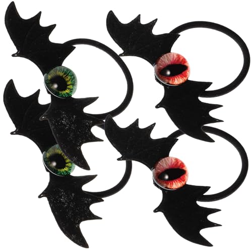 POPETPOP 4 Stück Teiliges Gothic Haarring mit Grün Bösem Auge Batähnliches Design Langlebige Haargummis für Mädchen Modischer Haarschmuck für Partys und Festivals von POPETPOP