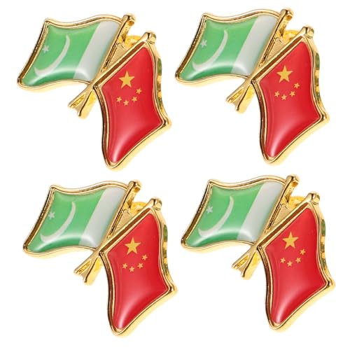 POPETPOP 4 Stück Teiliges Metalldekor Anstecknadeln Pakistan China Freundschaft Stabile Broschen mit Emaille Vielseitige Cardigan Pins für Hemden Jacken Taschen Symbolisches zur Erinnerung von POPETPOP